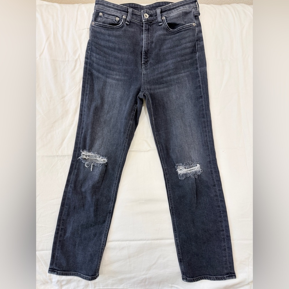 Rag & Bone Black washed out High-Rise Ankle Cigarette Jeans Womens Size 29